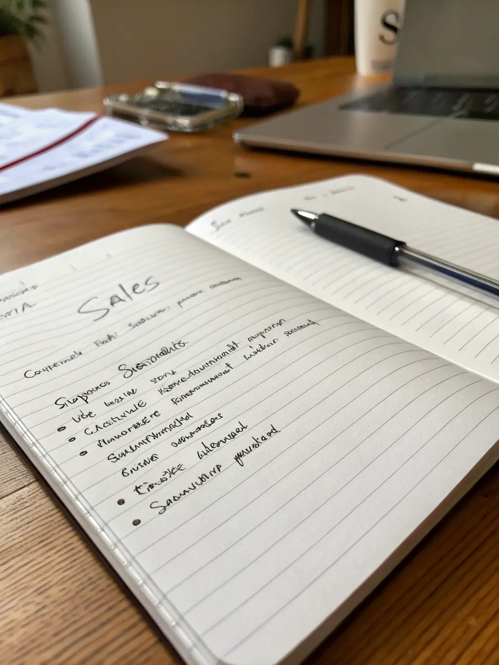 A notepad with notes and sample texts for sales pages, representing CAG Agency's sales copywriting service.