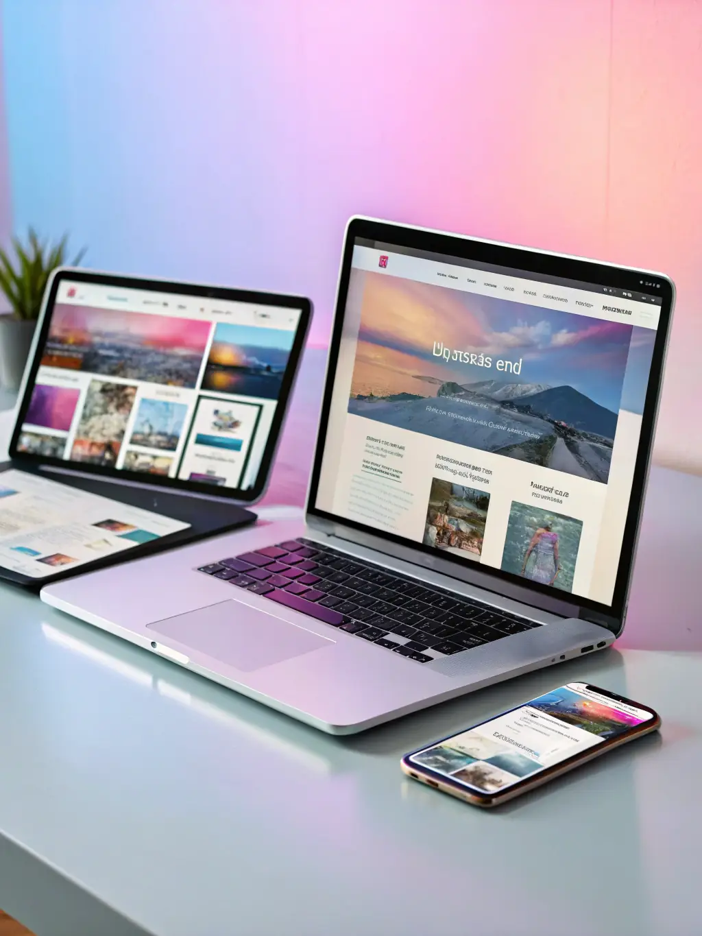 A modern laptop displaying a responsive website design across various devices, showcasing CAG Agency's web development service.